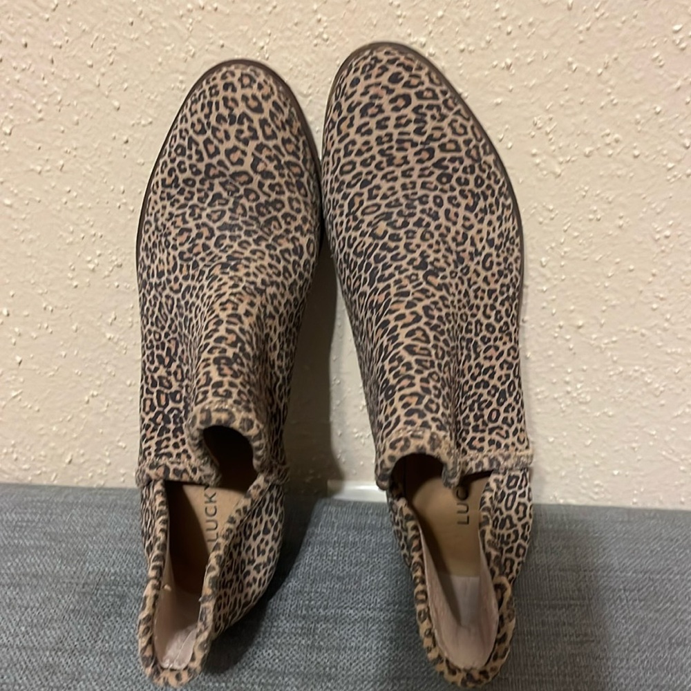 Sz 6 Lucky Brand Baley 2 Leopard Split Shaft Ankle Boots - Picture 16 of 16